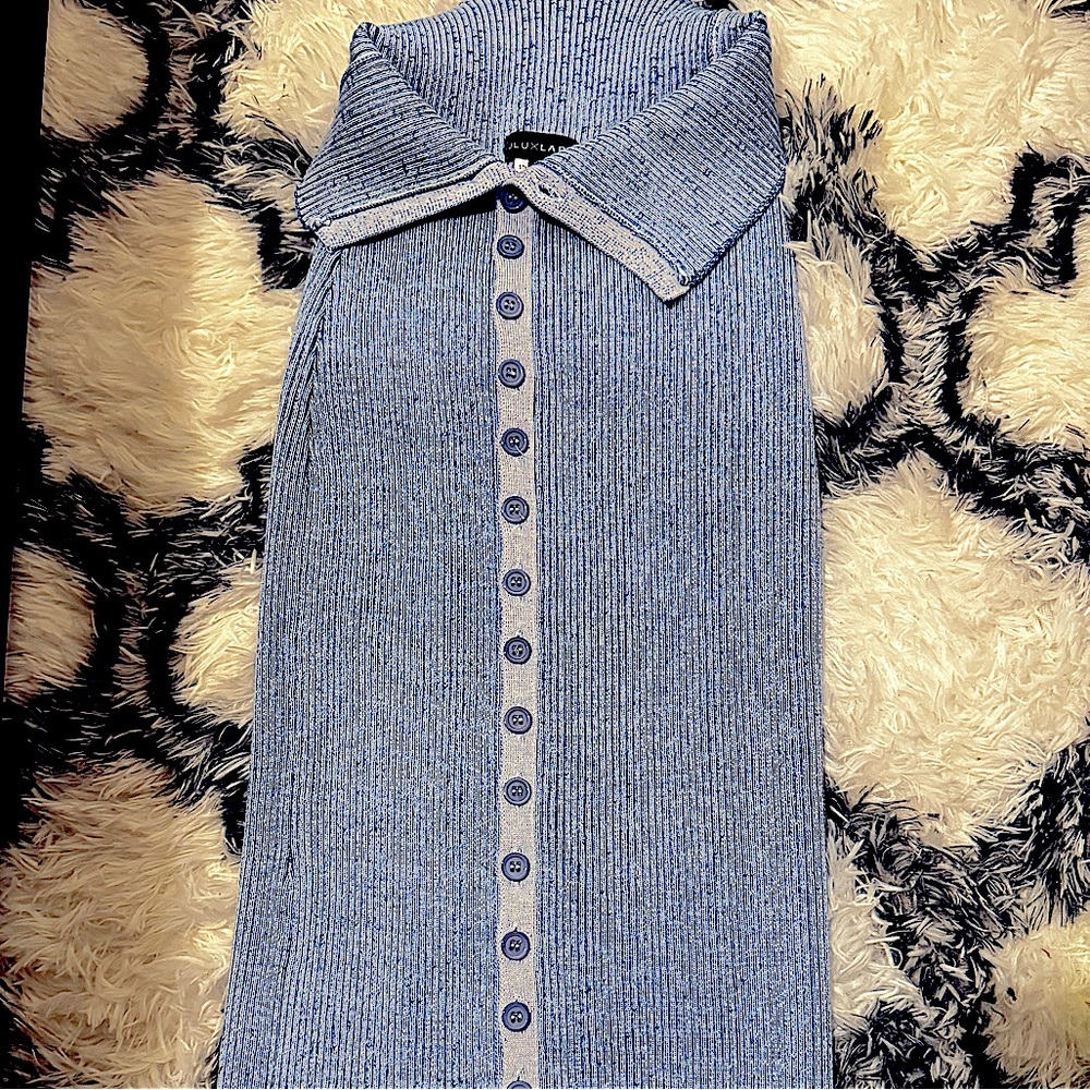 JLUXLABEL Light Blue Ribbed Knit Crop Top - Picture 3 of 7